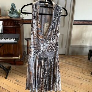 Roberto Cavalli Backless Dress in Gray and Brown Pattern